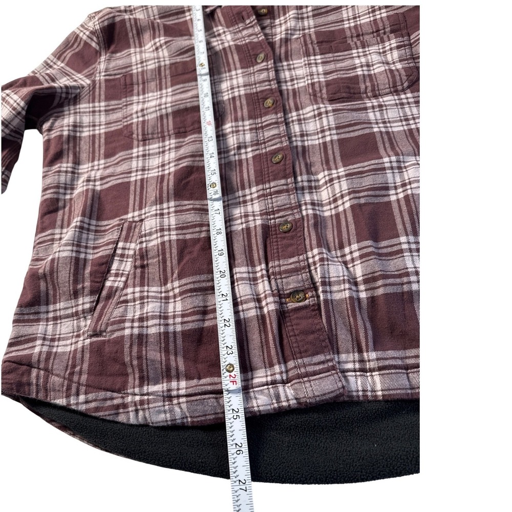 CARHARTT Womens Plaid Flannel Fleece-lined‎ Shirt Jacket Shacket Maroon L 12/14 - Picture 6 of 14